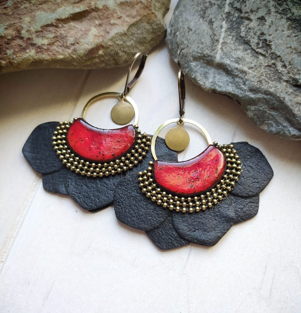 Boucles D'oreilles Céramique Petits Pingouins Noirs Et Argentés - Neuf Sans Emballage